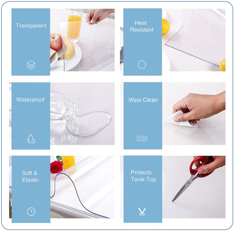 ETECHMART Clear Plastic Table Cover Protector Rectangle 24 x 48'', Thick Waterproof Transparent Table Protector for Dining Table, Non-Slip Heat Resistant Clear Desk Mat for Kitchen Office Desktop - Image 4